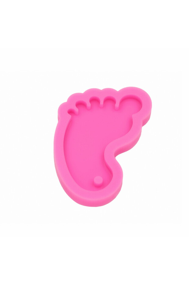 pink GJ-1031 Shiny Mirror Foot Shape Keychain Silicone Mold Epoxy Resin Decorative Jewelry Pendant D