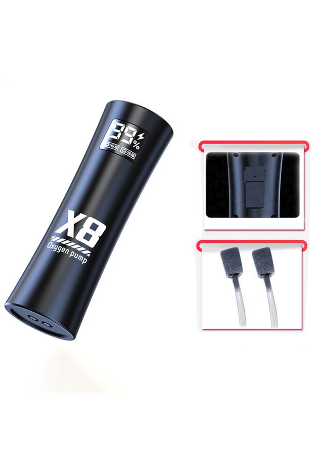 X8 5W USB Rechargeable Oxygen Pump for Outdoor Fishing/Aquarium, Portable Aerator with 48H Runtime f