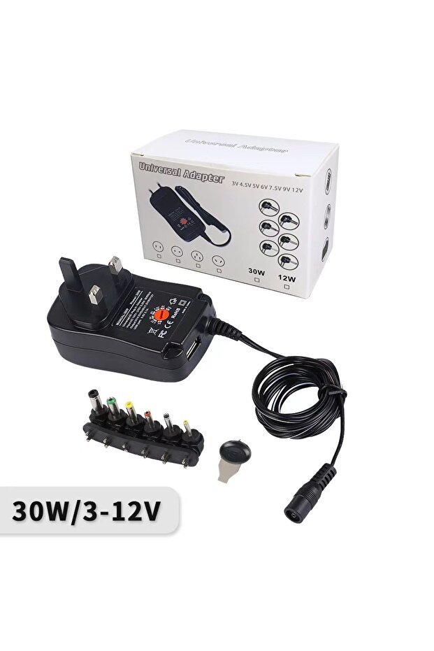EU UK EU 30W Universal Power Adapter 3V 4.5V 5V 6V 7.5V 9V 12V AC DC Charger Converter 5V 2.1A USB P