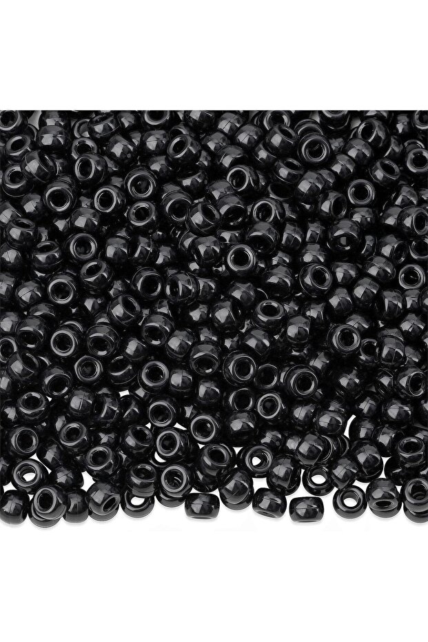 Black 100Pcs Acrylic Pony Beads 6x9mm Bulk Plastic Large Hole Mix Pen Hair Kandi Beads for Friendshi