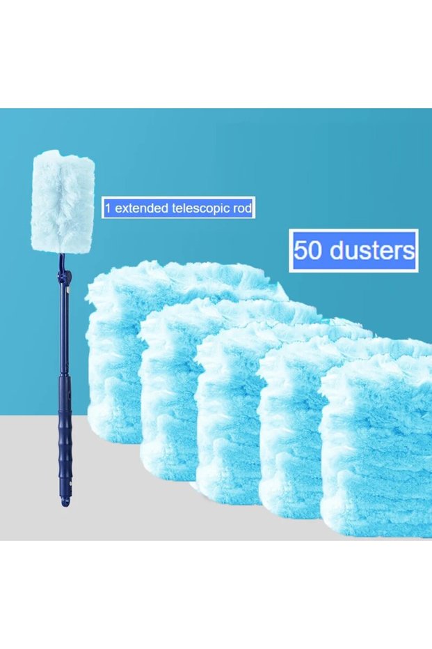 1 long handle 50PCS Extended Pole Dust Collector For Household Disposable Fiber Cloth Tabletop Elect