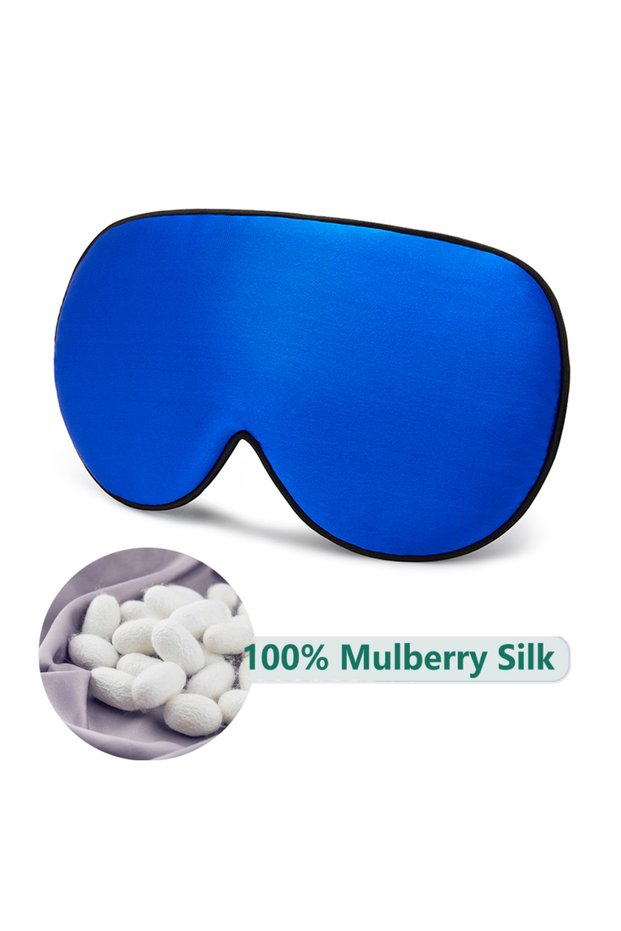 Blue 100% Natural Mulberry Silk Sleep Mask Soft Eye Patches Soft Blindfold Smooth Eye Mask Eyeshade
