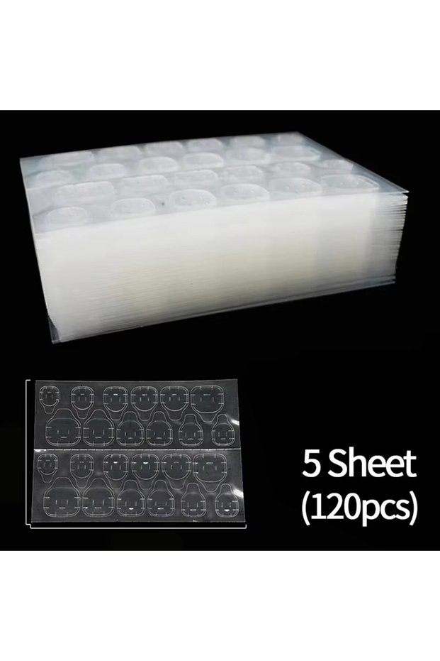 Clear 24Pcs X5 Double-Sided Nail Jelly Glue Transparent Fake Nail Art Tape Glue Sticker DIY Reusable