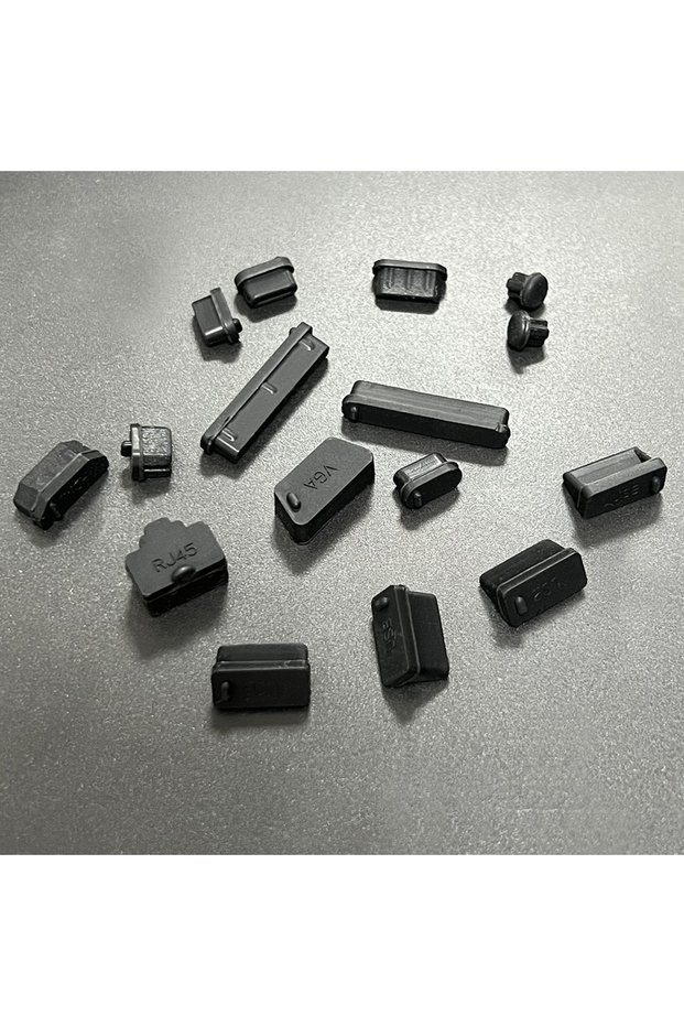 black 16Pcs/set Universal Anti Dustproof Notebook Port Plug Silicone Protector USB Elastic Laptop Co