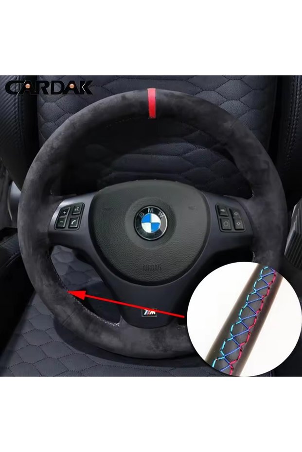 غطاء عجلة قيادة سيارة مخصص من جلد الغزال الناعم المضفر، طراز 3، لسيارات BMW E81 E90، حزمة M Sport M3 E91 E92