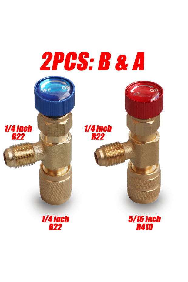 2PCS A B 4/2/1PCS R410A R22 1/4" Refrigeration Charging Safety Valve Air Conditioning Refrigerant Sa