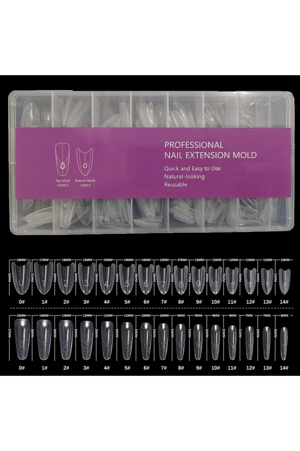 240 ellipse 240PCS Sandwich Dual Nail Form Coffin Almond Nail Forms 15Size Reusable Top Bottom Forms
