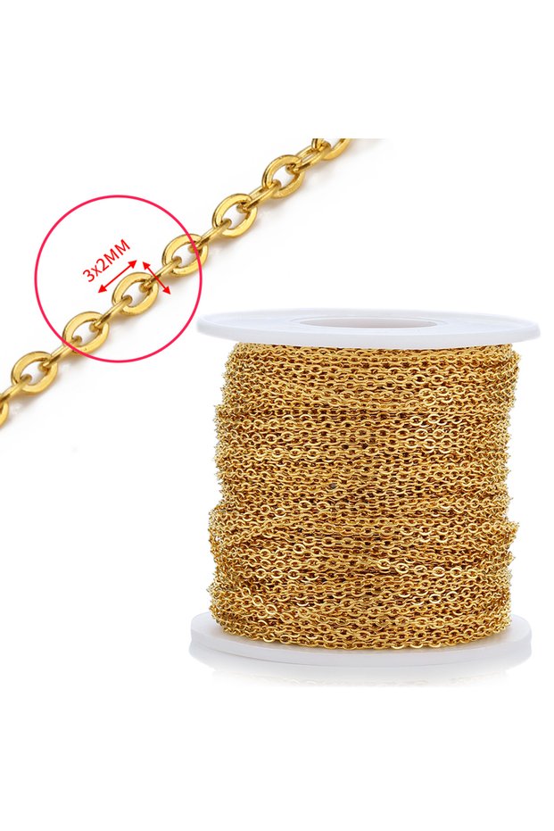 10 Meters Gold Color-2x3mm No Fade 10 Meters 2 Meters Gold Color Stainless Steel Chains For DIY Neck