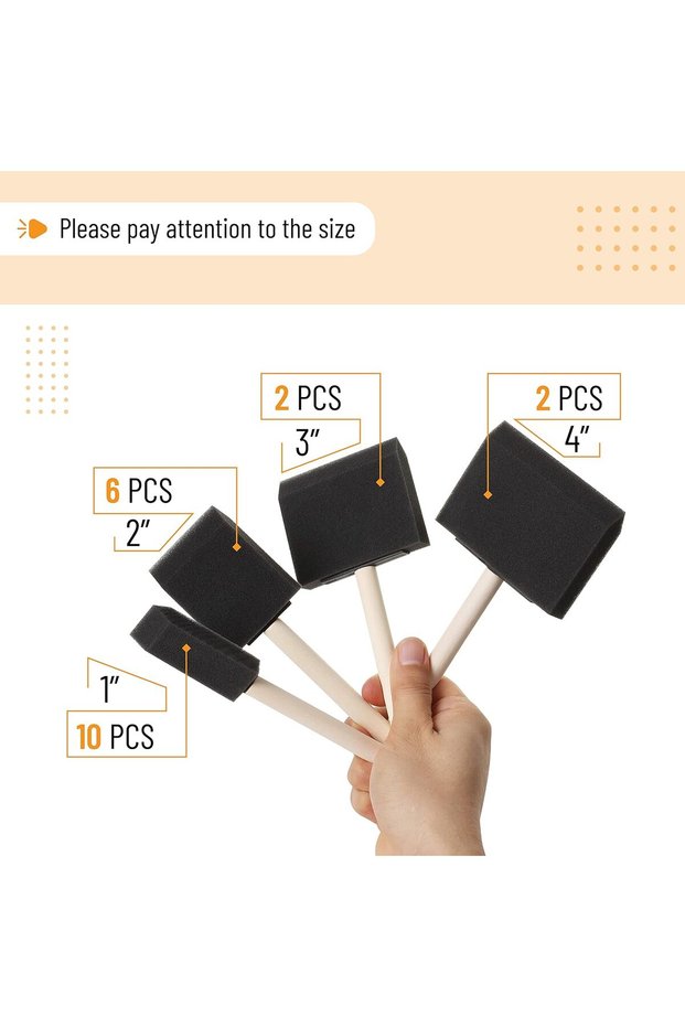 20Pcs-Set 20Pcs Foam Paint Brushes, 1”, 2”, 3" 4”, Sponge Brushes, Sponge Paint Brush, Foam Brushes