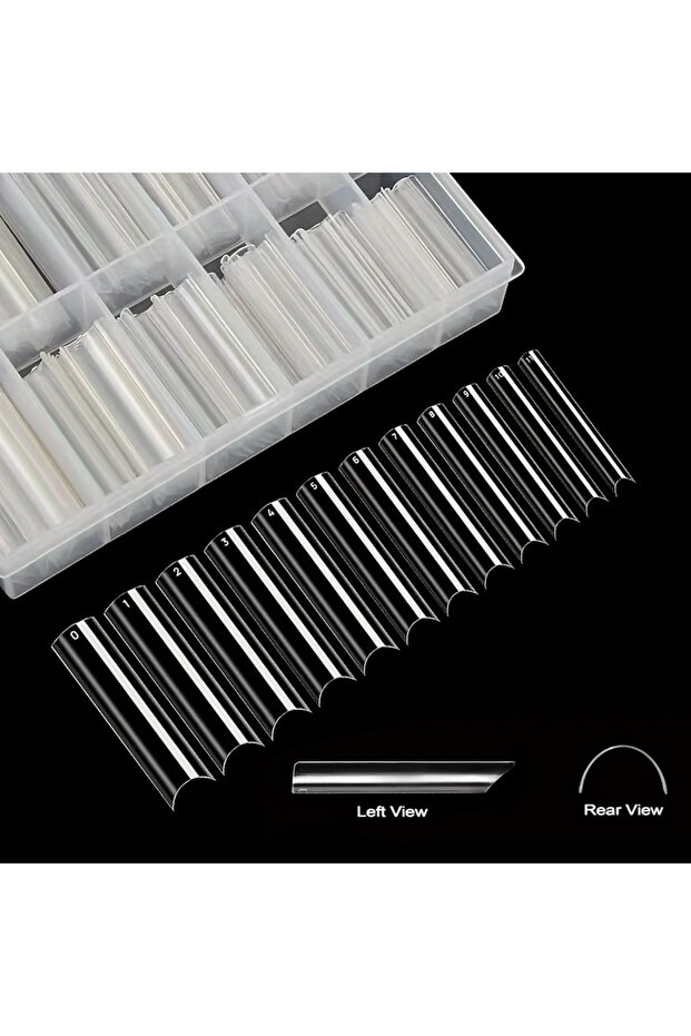 Bp006-1 240 Pieces of Pre-Made Nail Tips (French Square Tips) Extra-Long Coffin-Shaped Half-Cover Ex