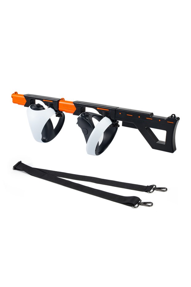 Black DEVASO Magnetic VR Gun Stock for PSVR2 Handle Attachment with Shoulder Straps for Enhance FPS