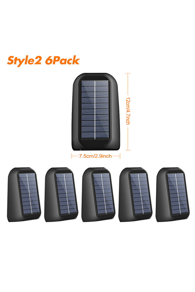 6pcs Style2 Solar Fence Lights Outdoor Waterproof Solar Deck Lights with Warm White RGB LED Spot Len