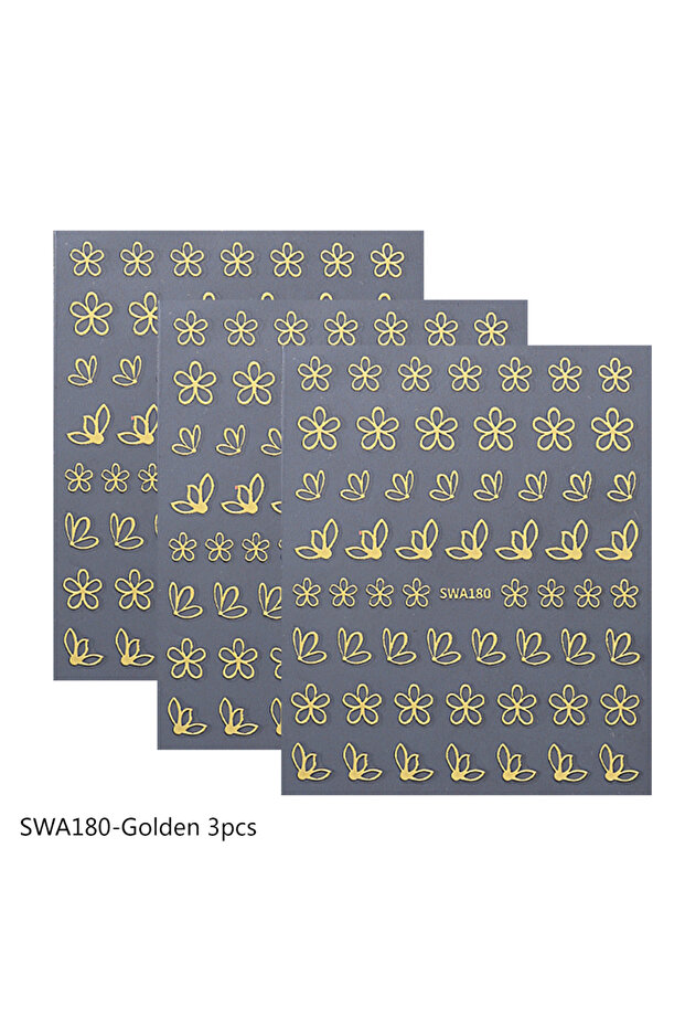SWA180-Gold 3pcs 3pcs Bronzing Leaves Nail Stickers Rose Gold Silver Gold Leaf Simple Design Self Ad