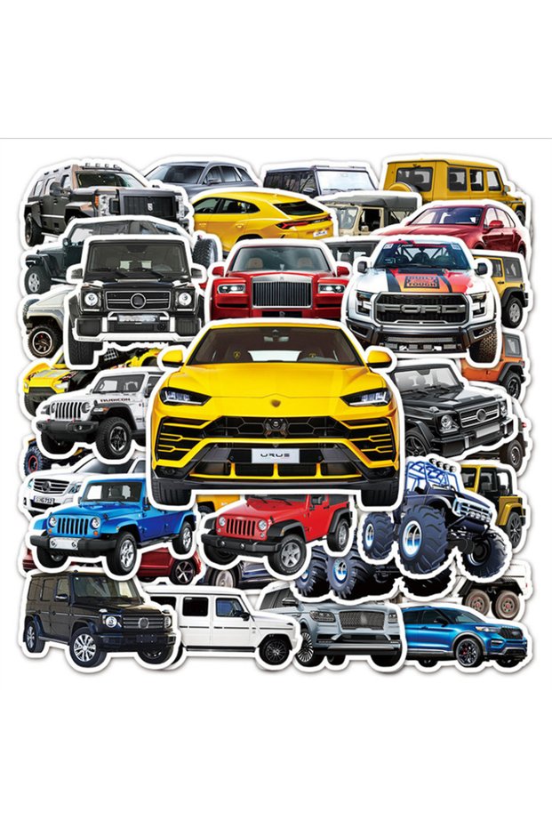 51PCS Cool Off-Road Vehicle Cartoon Graffiti Luggage Skateboard Notebook Hand Account Decorative Sti