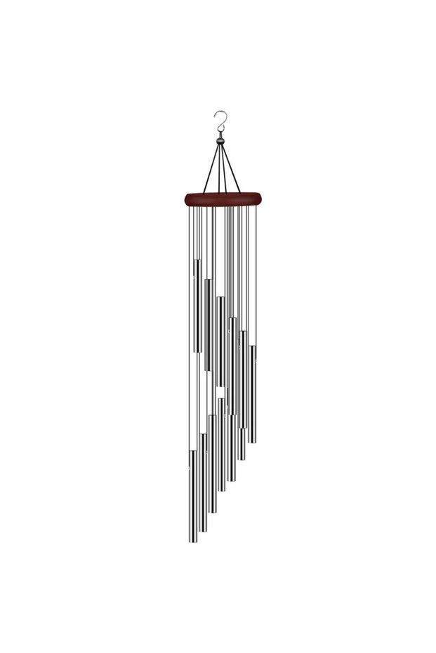 silver 12 Metal Aluminium Tube Wind Chimes with Hooks, Outdoor Garden Decoration Home Wedding Party