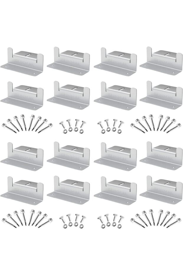 16Pcs White 16Pcs/Set Solar Panel Mounting Bracket Kits 4/8 Units Solar Panel Aluminum Mounting Z Br