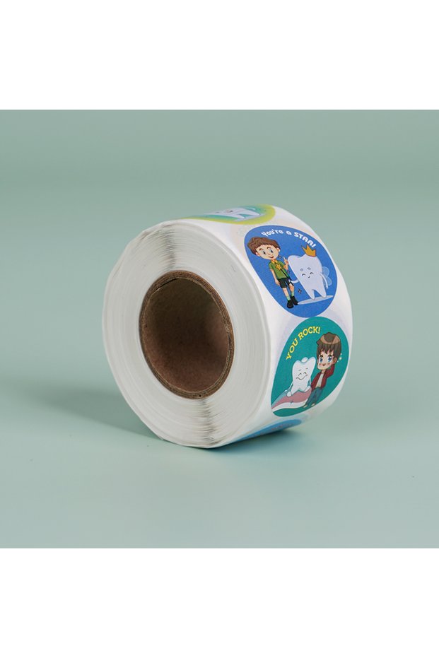1 Roll 1 Roll Tooth Round Sticker Dental Cartoon Cute Teeth Shape Stickers Gifts Dentist Clinic Labe