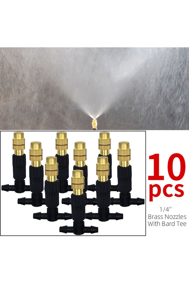 D-10PCS 5M-30M Outdoor Misting Cooling System Garden Irrigation Watering 1/4'' Brass Atomizer Nozzle