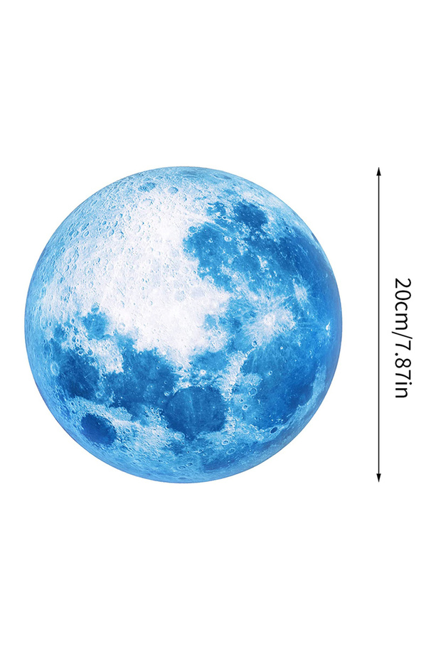 Blue Glow in The Dark Moon Wall Sticker for Kids Baby Room 3D Space Planet Wall Sticker Living Room
