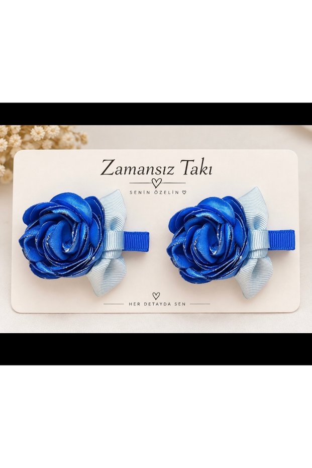 💙   Blue Rose Detailed Children's Hair Clips – Set of 2 💙
