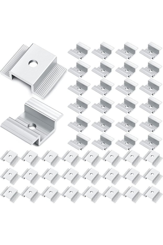 48pcs 48/24/12pcs Solar Panel Mid Clamps Photovoltaic Panel Bracket PV Panel Mid Clamp Aluminum Sola