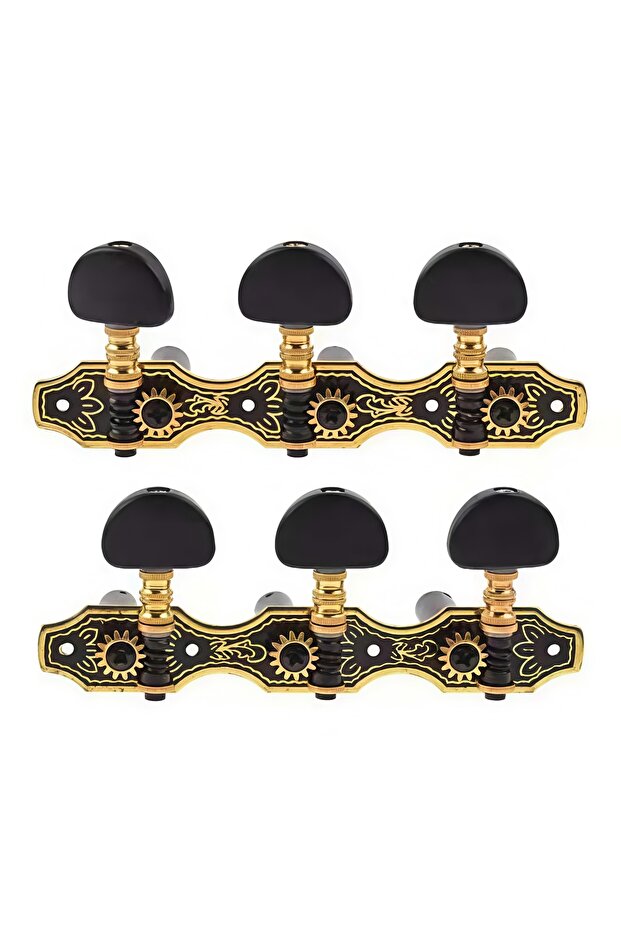 black 3R 3L Gold Plate Classical Guitar Strings Tuning Pegs Keys Tuners Musical Parts