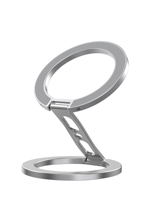 A-Silvery Mobile Phone 360° Rotation Double-sided Magnetic Holder for Magsafe Portable Metal Finger