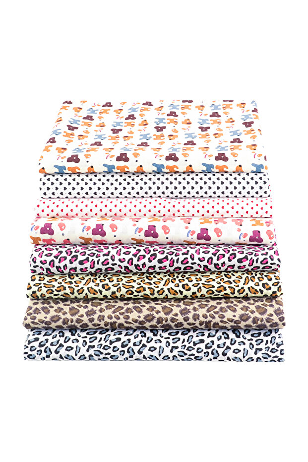 30cm x 30cm PWBZ-568P-8PCS Teramila 8PCS Pack Square Multicolor Printed Cotton Fabric For Sewing Qui