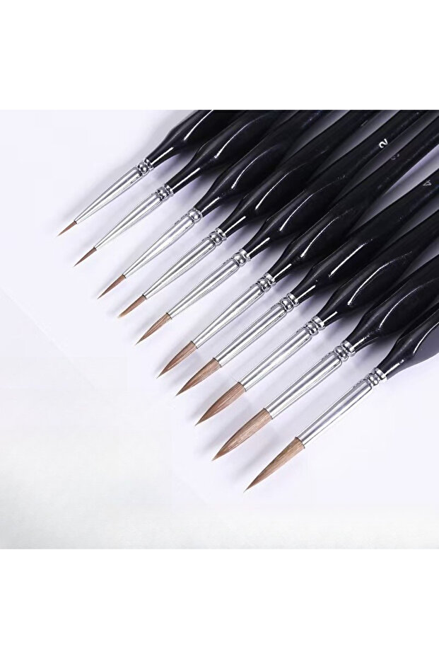 black 11PCS Black Sable Hair Fine Paint Brushes Set - Precision Liner Brushes for Nail Art Watercolo