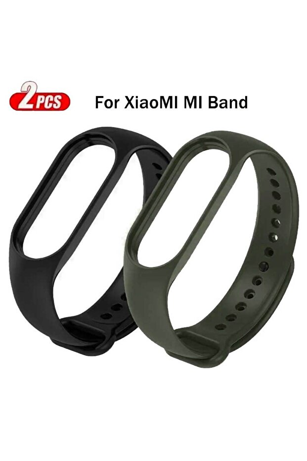 Mi Band 3 4 black and Dark olive 2Pcs Watchband For Mi Band 7 6 5 4 3 Bracelet Mi Band Strap Silico