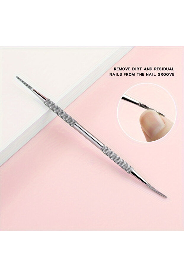1pc Stainless Steel Dual-Ended Toenail File - Curved & Straight, Easy Grip Handle for Precision Nail