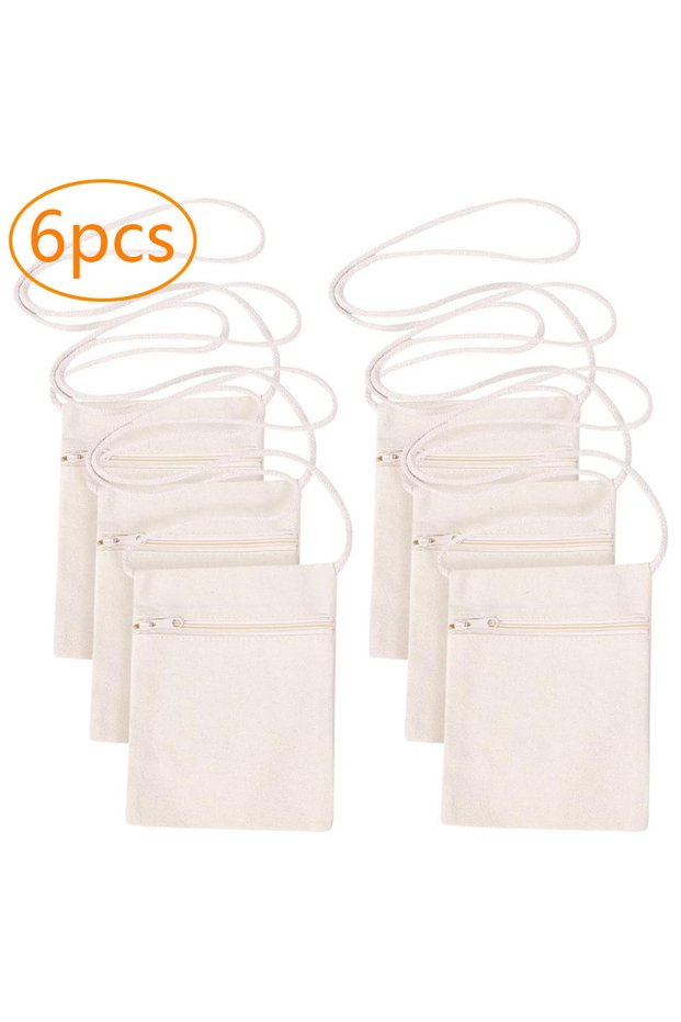 6 bags 6 Pcs Blank DIY Draw Canvas Cross Body Bags Children's Zipper Shoulder Bags Kids Purses Paint