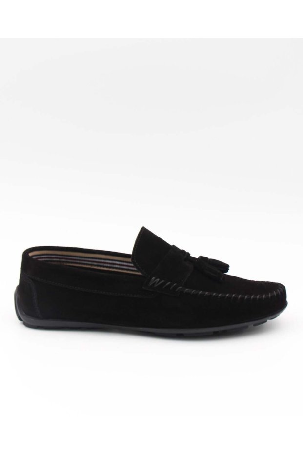Tkn 019 Black Genuine Suede Leather Casual Men's Shoes
