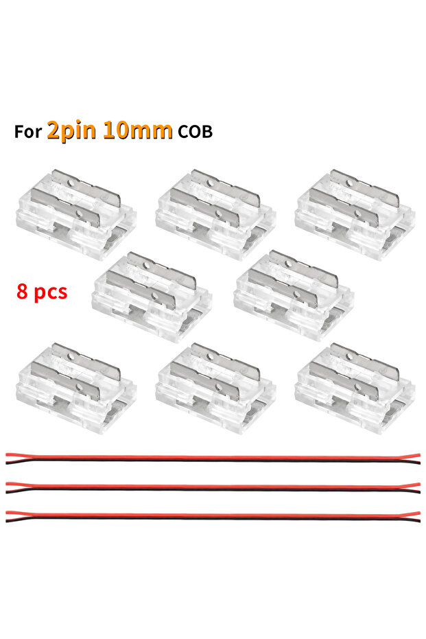 Connectors and Wires For 2pin 10mm Strip 8pcs LED Connector Solderless 9 in 1 Transparent Connectors