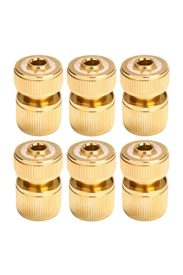 6pcs Brass-Coated Hose Adapter, 1/2" Quick Connect Swivel Connector Garden Hose Coupling Systems for