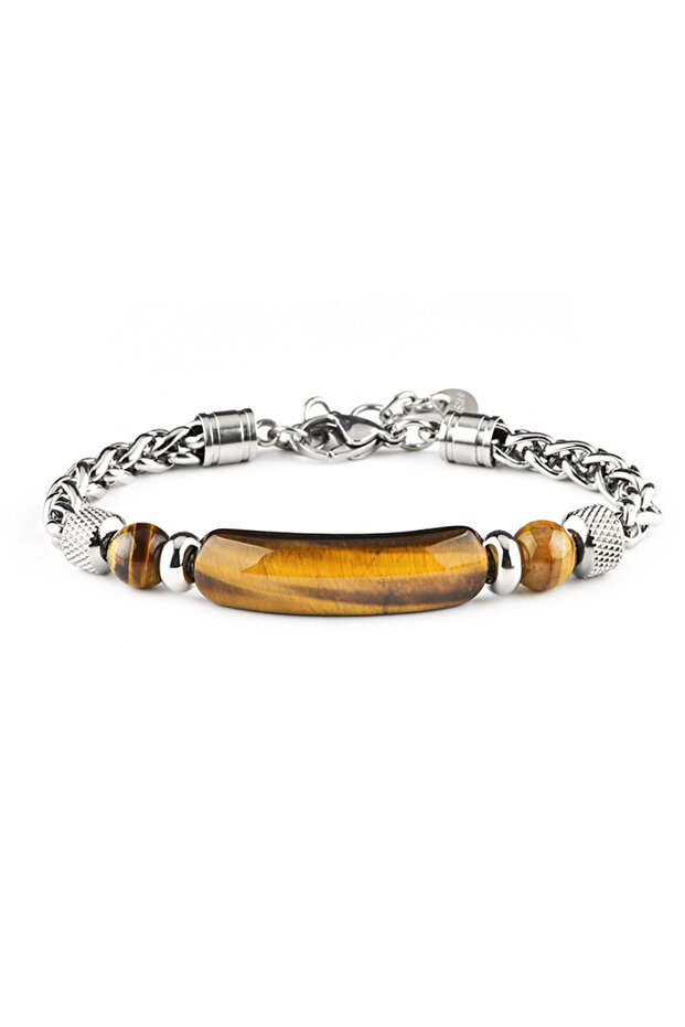 tiger eyes stone 3 Colors Stainless Steel Cuban Chain Bracelet Men Adjustable Unfading Tiger Eyes Ob