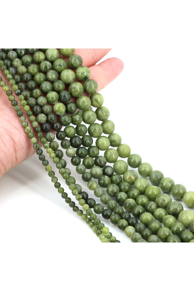 8mm (45 to 46pcs) Southern Jade 4 6 8 10 MM Natural Green Southern Jade Stone Round Loose Spacer Bea