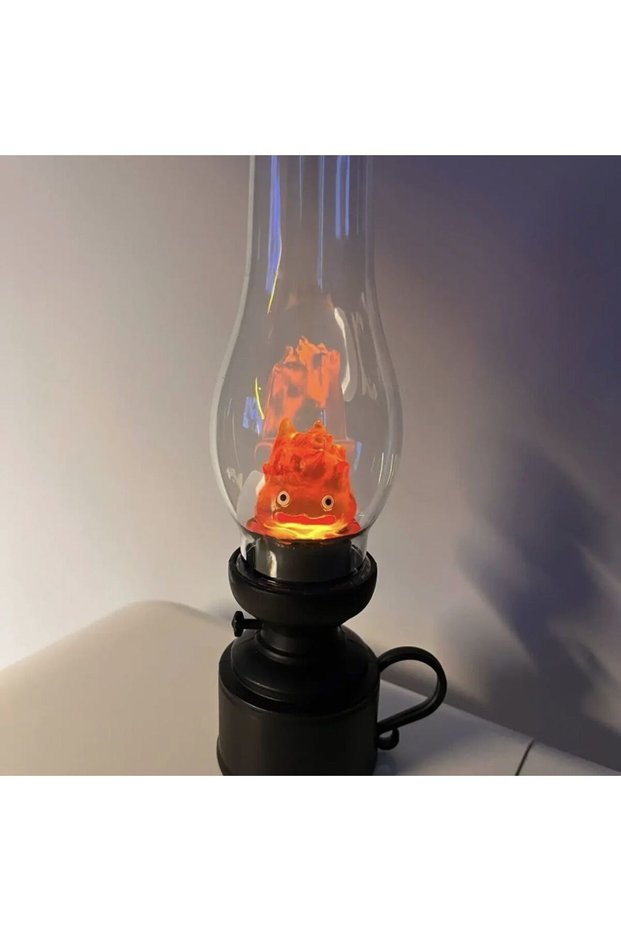 Casifer Calcifer Vintage Night Light Cartoon Anime Flameless Decorative Lamp Candle Light with Table