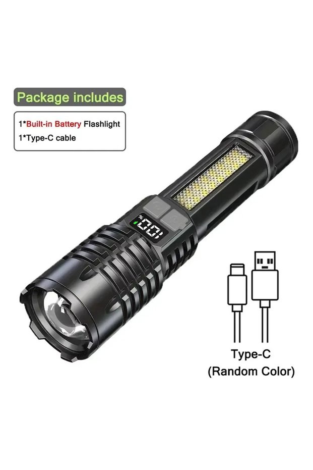 484 Rechargeable LED Flashlight 100000LM Super Bright Long Range Tactical Torch Waterproof for Outdo