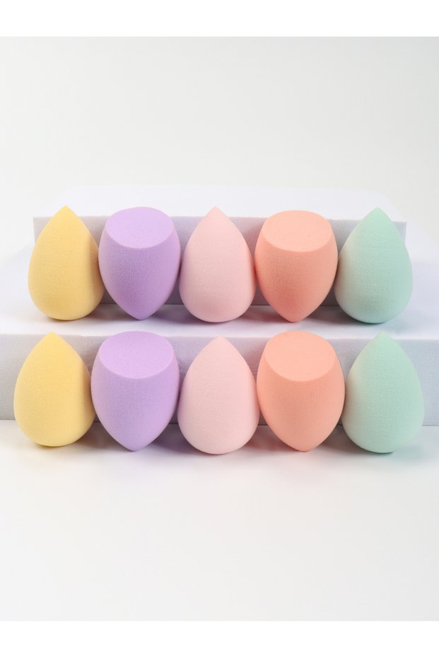 C 10 件 Mini Makeup Sponge Powder Puff Beauty Sponge for Makeup Concealer Liquid Foundation Face Cosm