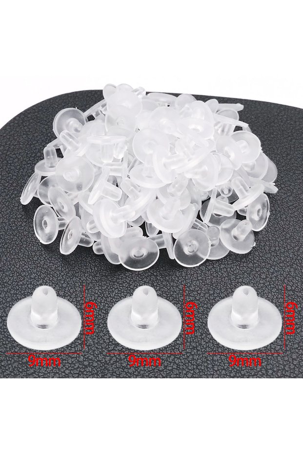 Style 2 100pcs Plastic Earring Back Stoppers, Round Transparent Silicone Ear Clog, For DIY Ear Clog