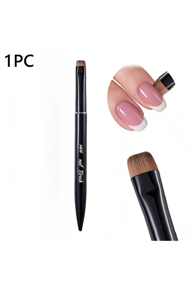 black 3 in 1 French Nail Brush, with Multi-function Brush Head - Fine Nail Brush, Suitable for Gel a
