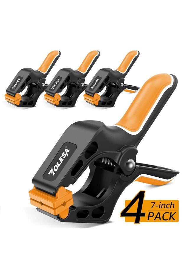 7 inches TOLESA 7" Spring Clamps Heavy Duty 4PCS Large Plastic Clamps for Crafts with 3" Jaw Opening