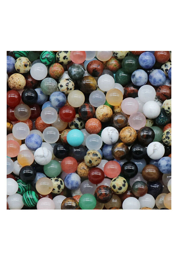 8mm Mix Color 8mm Natural Stone Ornaments No Hole Beads Ball Shape Rose Quartz Amethyst Loose Beads