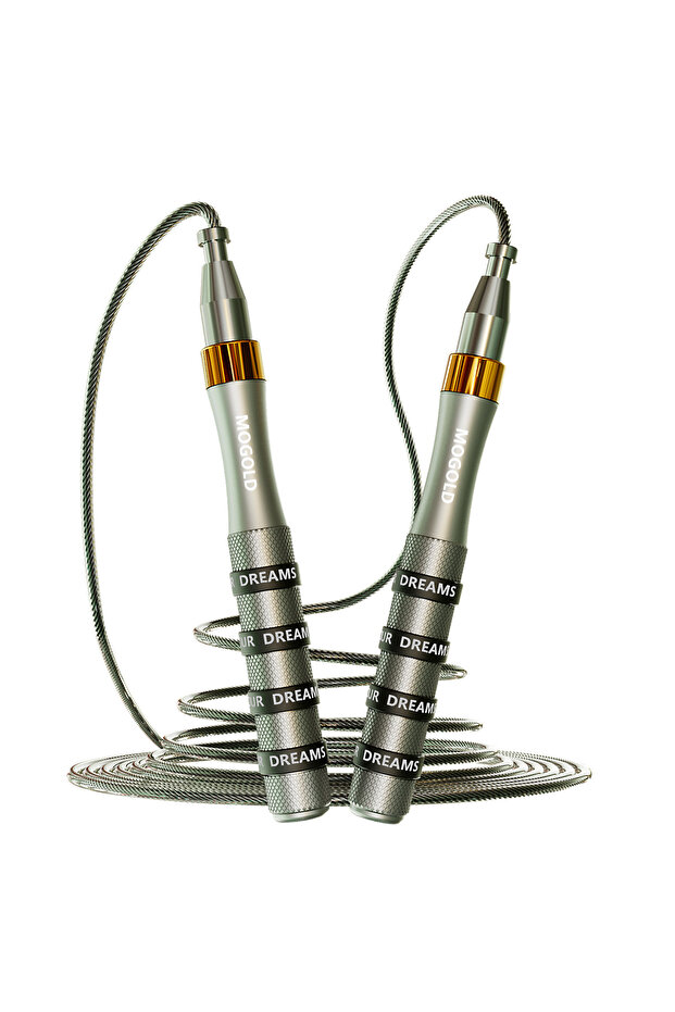 T20-SILVERY Self-Locking Bearing Skipping Rope, Suitable for Human Aerobics, Aluminum Alloy Handle,