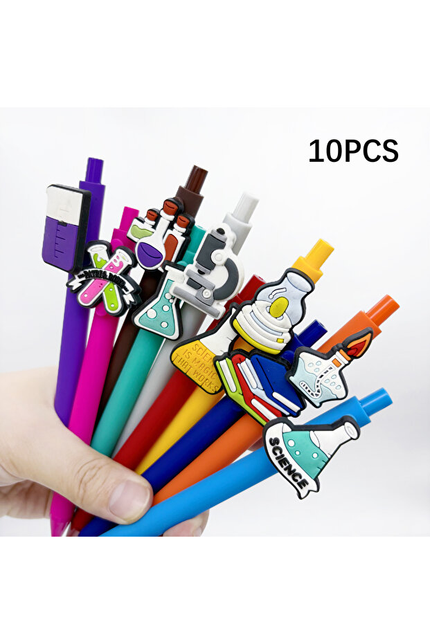 10pcs 10/20PCS Chemistry Lab Theme Reagent Bottle Ballpoint Pen, Press-Neutral Pen, Suitable for Stu