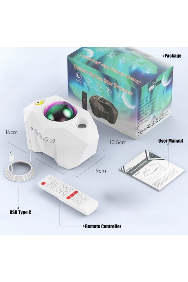 White NEW Aurora Projectors Galaxy Star Projector Northern Light Starry Sky Moon Lamp For Bedroom De