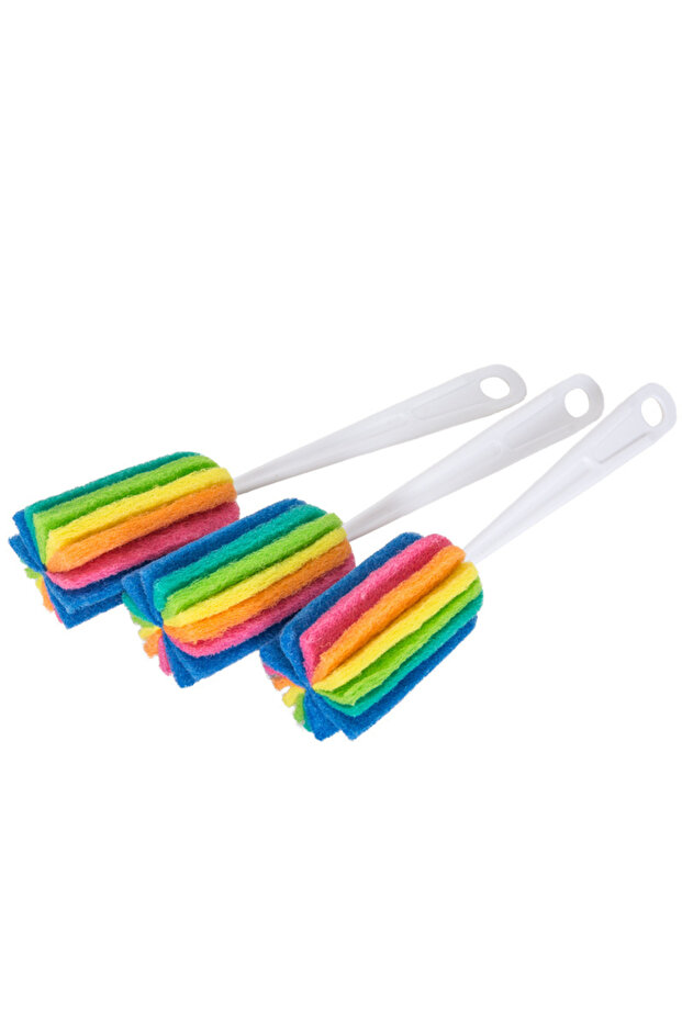 3PCS 3Pcs Rainbow Sponge Brush Water Bottle Cup Mug Glass Washing Sponge Cleaning Brush Scrubber wit