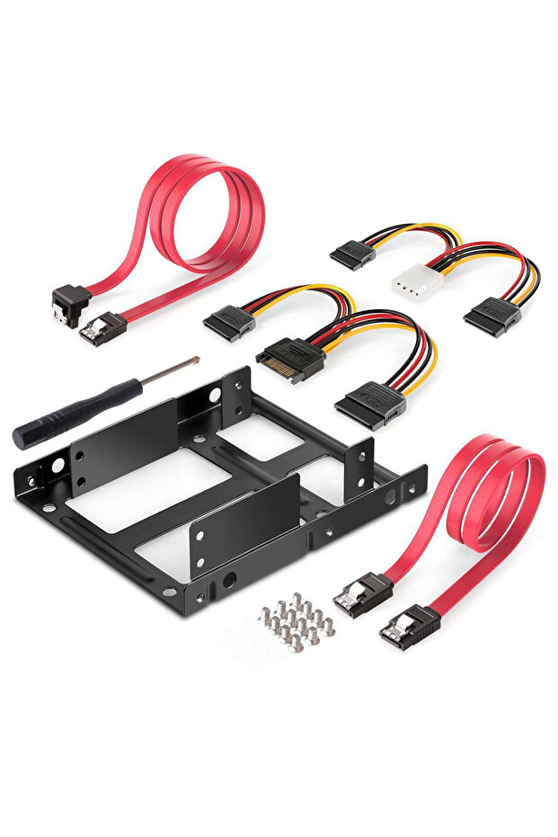with SATA Cable 2.5-inch to 3.5-inch Dual-Bay External HDD/SSD Bracket Metal Adapter Kit, No SATA Ca