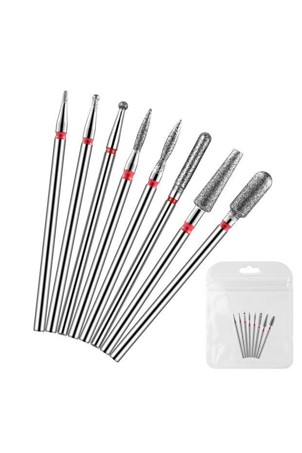 8Pcs In Bag 8PCS Diamond Nail Drill Bit Set Electric Milling Cutters For Manicure Cuticle Clean Mani